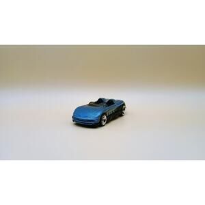 2000 HOT WHEELS MX48 TURBO BLUE 1:64 DIECAST 2 3/4" CAR W/ BLACK & GRAY STRIPES